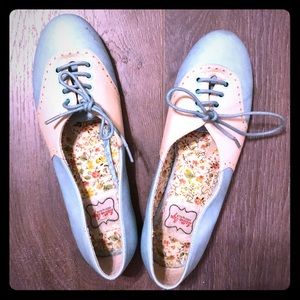 Bettie Page Light Blue Oxford Shoes